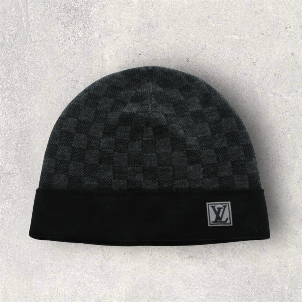 Louis Vuitton Petit Damier Wool Beanie Monogram Black